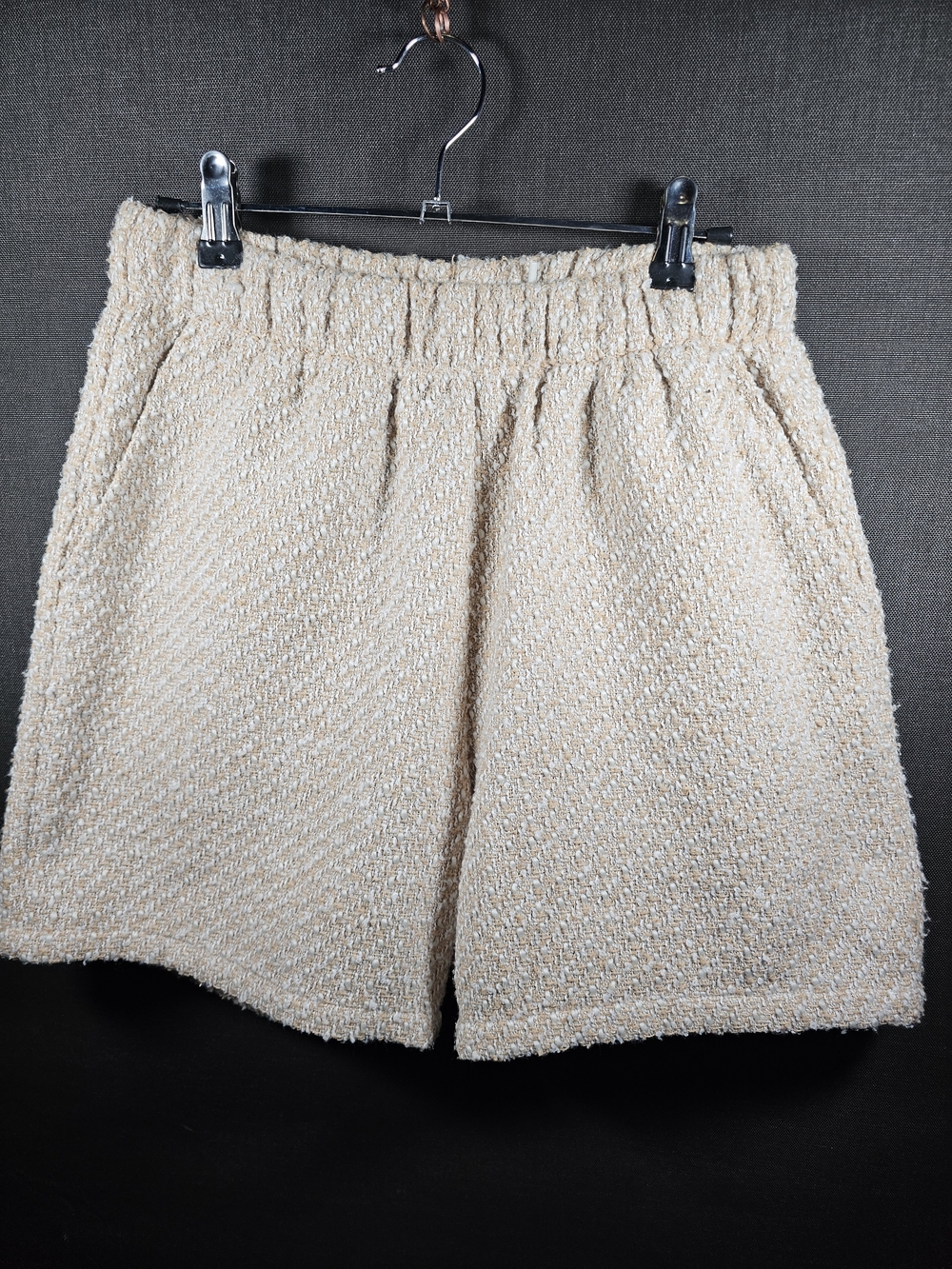 Cream Bouclé Pull-On Bermuda Shorts